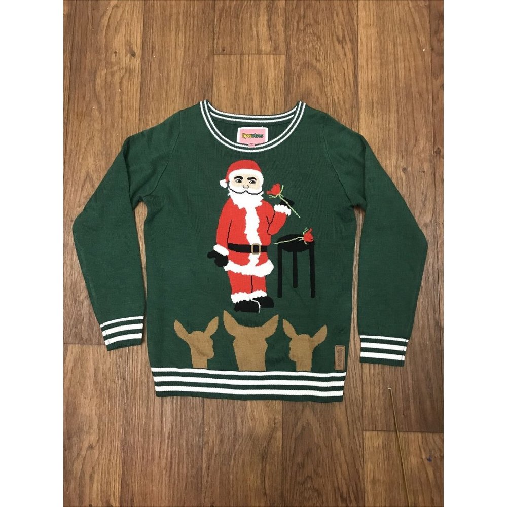 Tipsy Elves Men's Small Santa Green Holiday Ugly